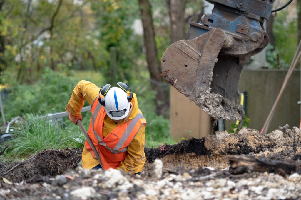 Chantier de terrassement de la future station d'épuration d'Issigeac.