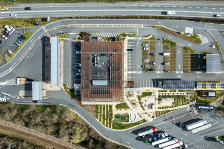 Vues aeriennes par drone 2 Vue aérienne de l'aire d'autoroute de Saint Laurent sur Manoire