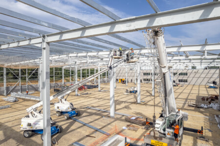 Photographie du chantier Liebherr pour Giraud-Serin Constructions métalliques par Jean-Luc Renouil photographe et pilote de drone