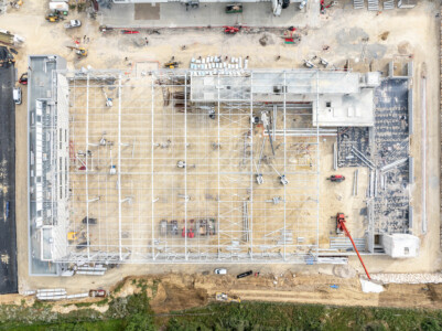 Photographie du chantier Liebherr pour Giraud-Serin Constructions métalliques par Jean-Luc Renouil photographe et pilote de drone