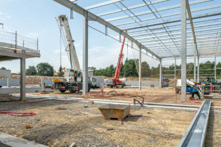 Photographie du chantier Liebherr pour Giraud-Serin Constructions métalliques par Jean-Luc Renouil photographe et pilote de drone
