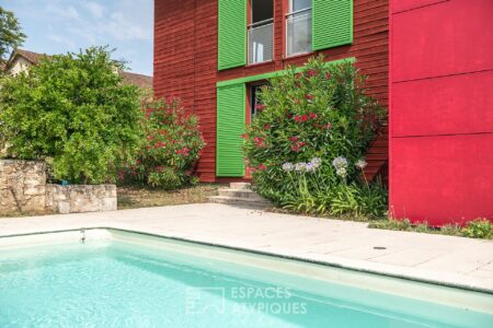 Villa en bois sur Grand Brassac photographiée par Jean-Luc Renouil, photographe immobilier et pilote de drone en Dordogne.