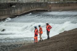 Chantier au niveau du barrage hydroélectrique de Bergerac photographié par Jean-Luc Renouil, photographe et pilote de drone en Dordogne.
