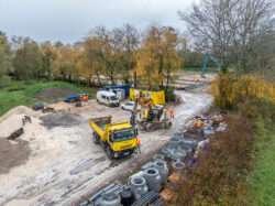Chantier de terrassement de la future station d'épuration d'Issigeac.