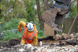 Chantier de terrassement de la future station d'épuration d'Issigeac.