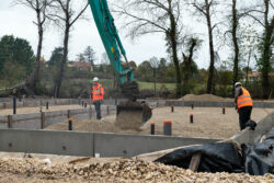 Chantier de terrassement de la future station d'épuration d'Issigeac.